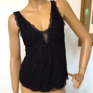 French Aubade Black Chantilly Lace Cami Top S